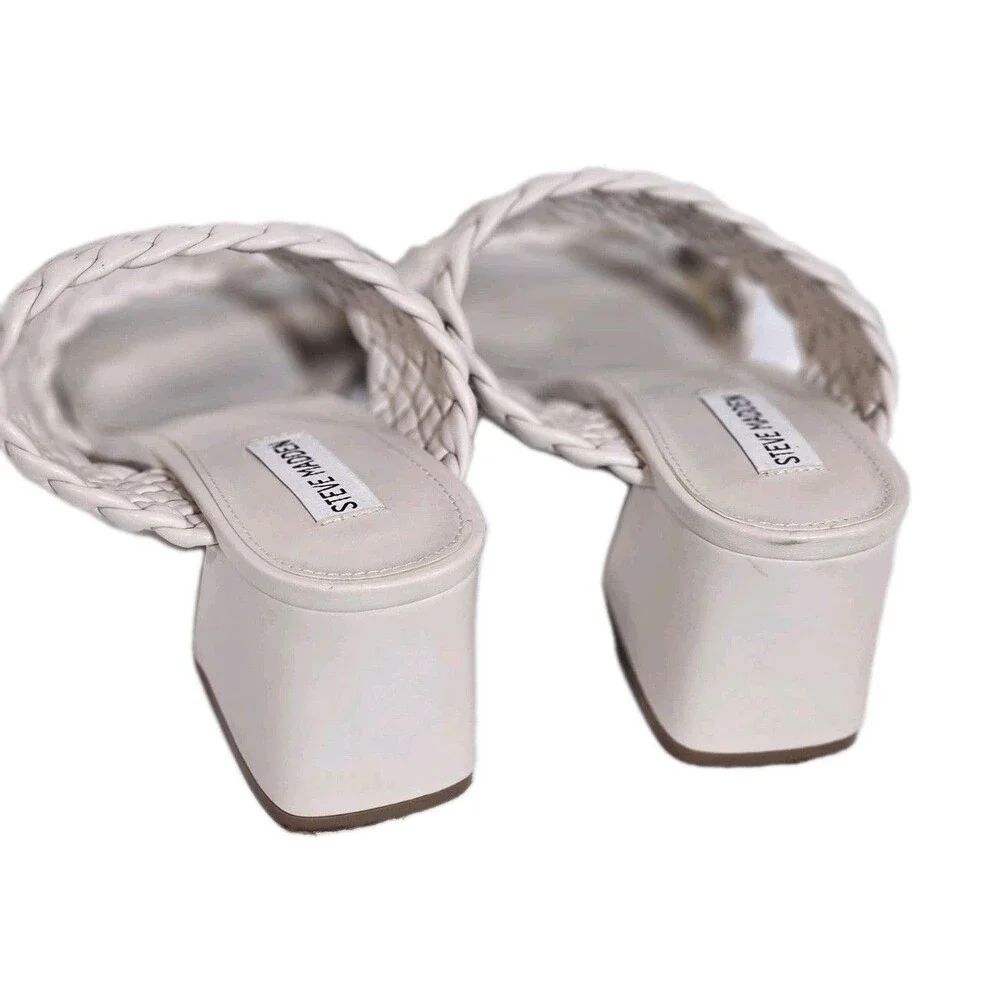 STEVE MADDEN Sandals Heel Daphnee Braided Block Size 10M Bone color - Picture 5 of 5